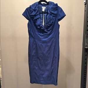 Andre Oliver Elegant Blue Midi Dress